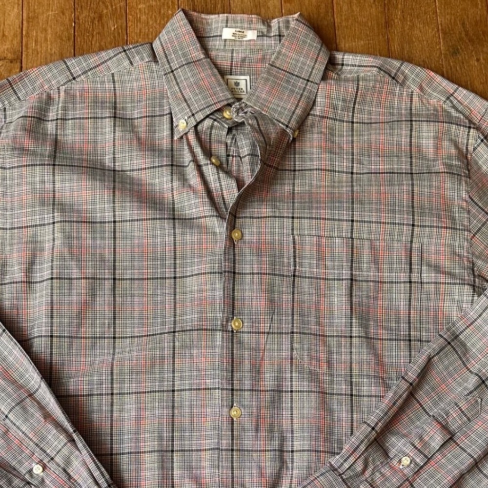 Peter Millar Button Down Shirt Men Large Plaid Multicolor Modern Business Casual